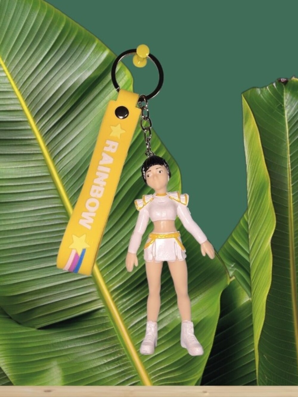 Rainbow Yellow Strap Doll Keychain Accessory - Yellow & Pink Doll Charm